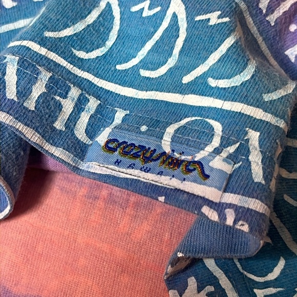 Vintage 80s CrazyShirt All Over Print Hawaii Maui Oahu Kauai Gradient Tee - Picture 6 of 10